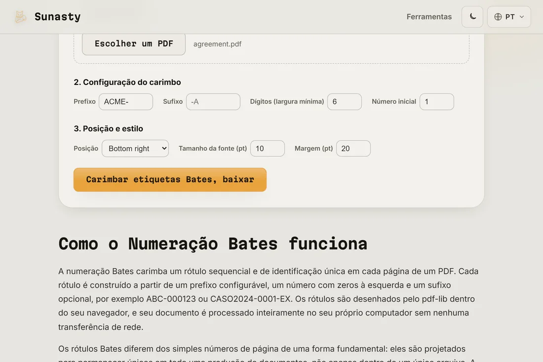 O PDF carimbado pronto para baixar, com o rótulo Bates visível no canto inferior direito da página