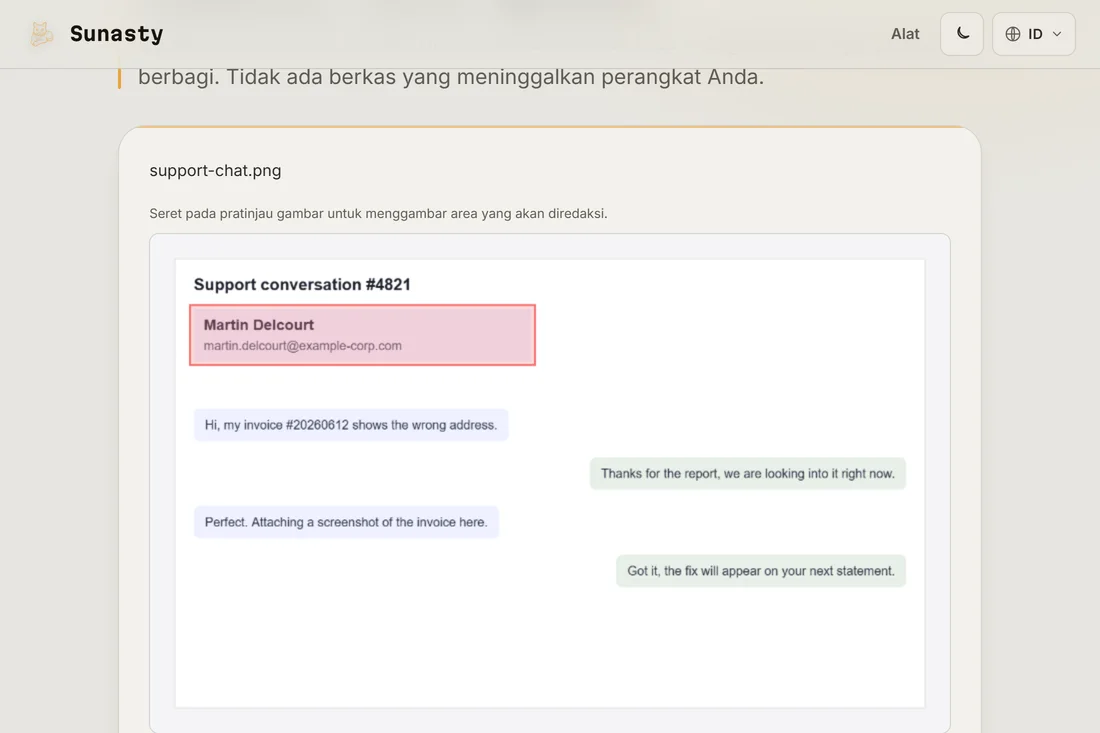 Persegi panjang yang digambar di atas area sensitif gambar