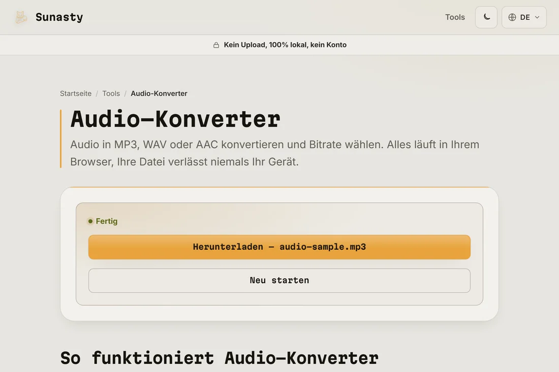 Die umgewandelte MP3-Datei, bereit zum Herunterladen
