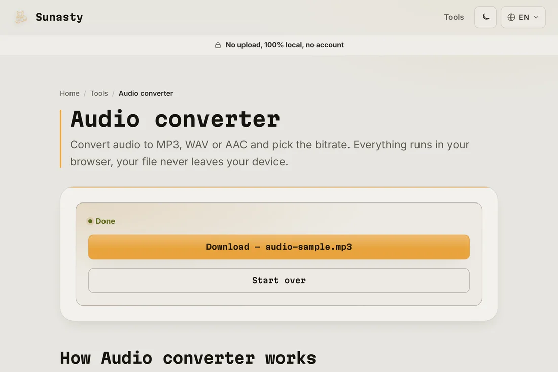 The converted MP3 file ready to download