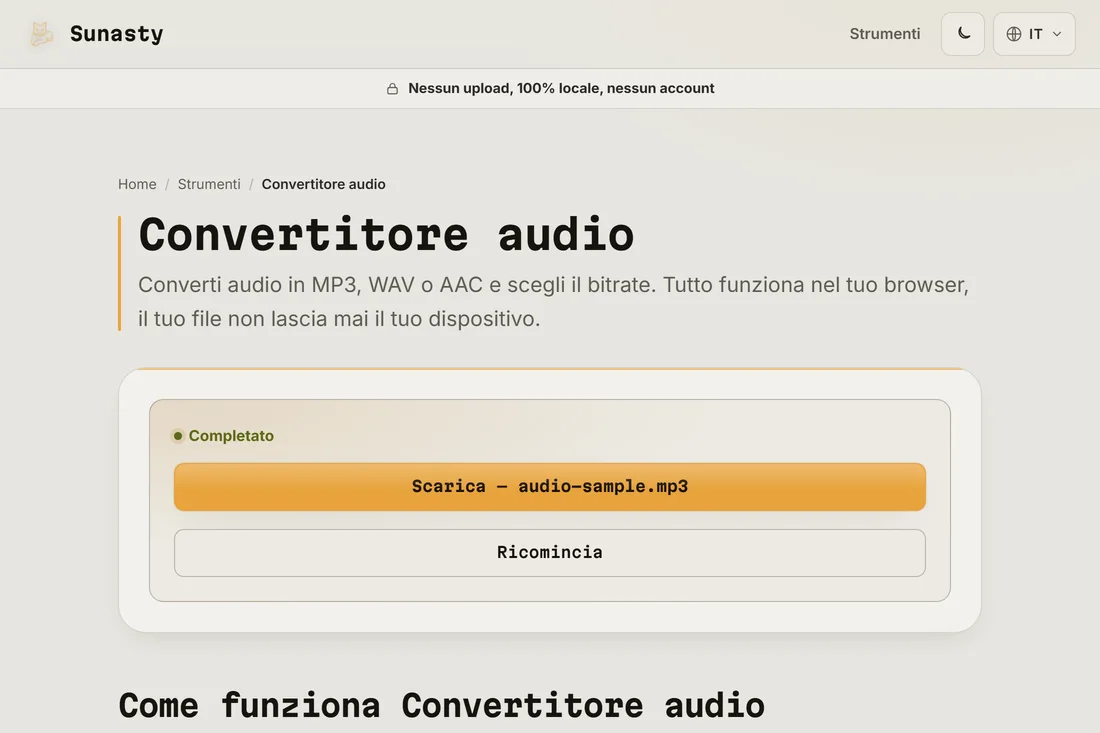 Il file MP3 convertito, pronto da scaricare