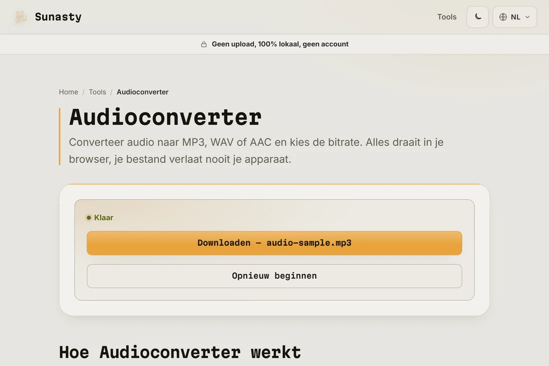 Het omgezette MP3-bestand klaar om te downloaden