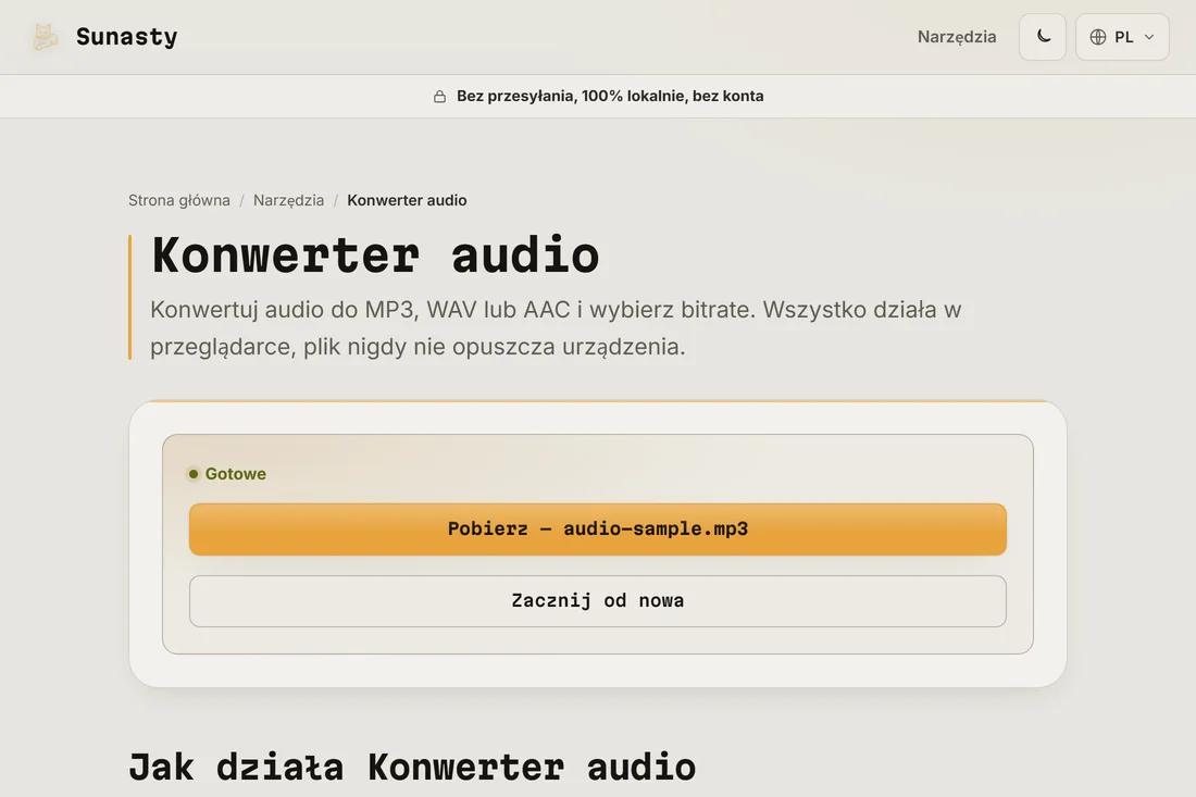 Przekonwertowany plik MP3 gotowy do pobrania
