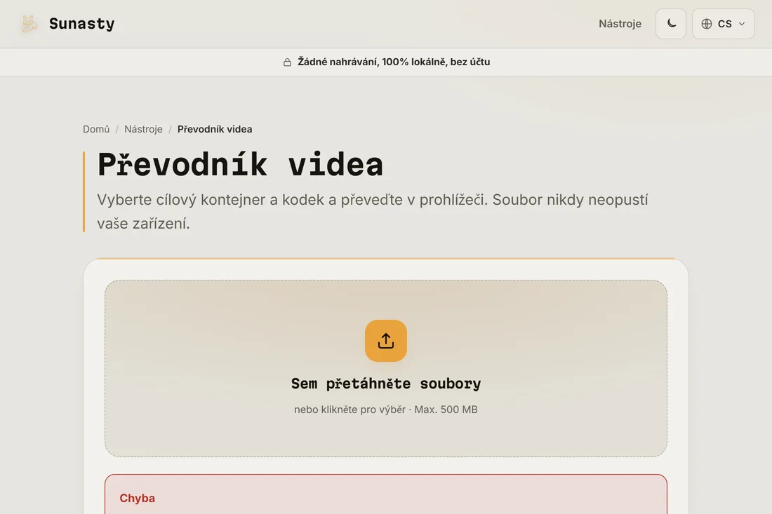 Převedený soubor WebM připravený ke stažení, menší než zdrojové MP4