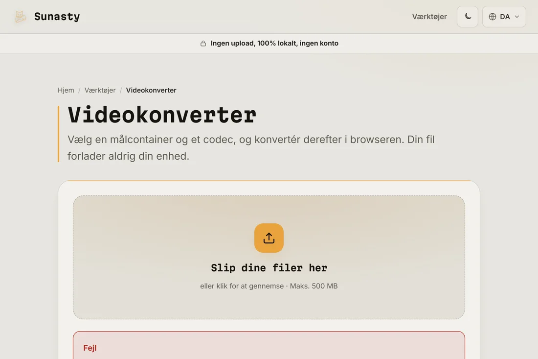 Den konverterede WebM-fil klar til download, mindre end kilde-MP4'en