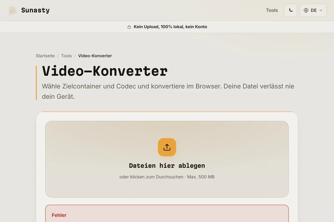 Die konvertierte WebM-Datei bereit zum Download, kleiner als das Quell-MP4