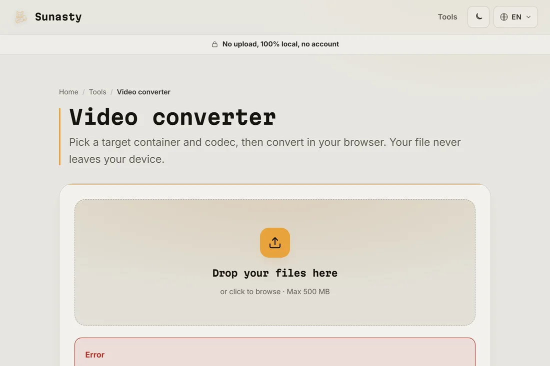 The converted WebM file ready to download, smaller than the source MP4