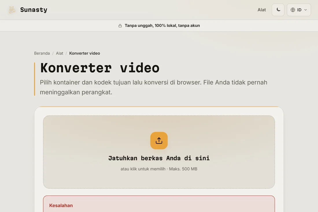 Berkas WebM hasil konversi siap diunduh, lebih kecil daripada MP4 sumber