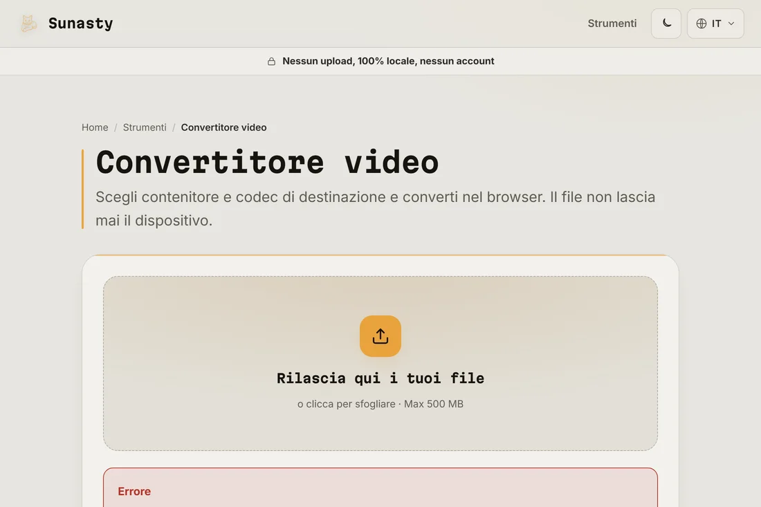 Il file WebM convertito pronto per il download, più piccolo del MP4 sorgente
