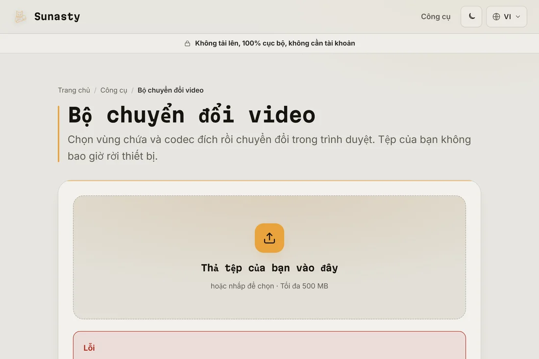 Tệp WebM đã chuyển đổi sẵn sàng tải về, nhỏ hơn tệp MP4 nguồn