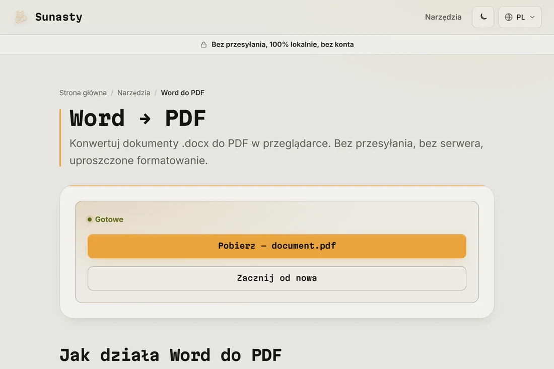 Skonwertowany PDF gotowy do pobrania, z widoczną nazwą pliku