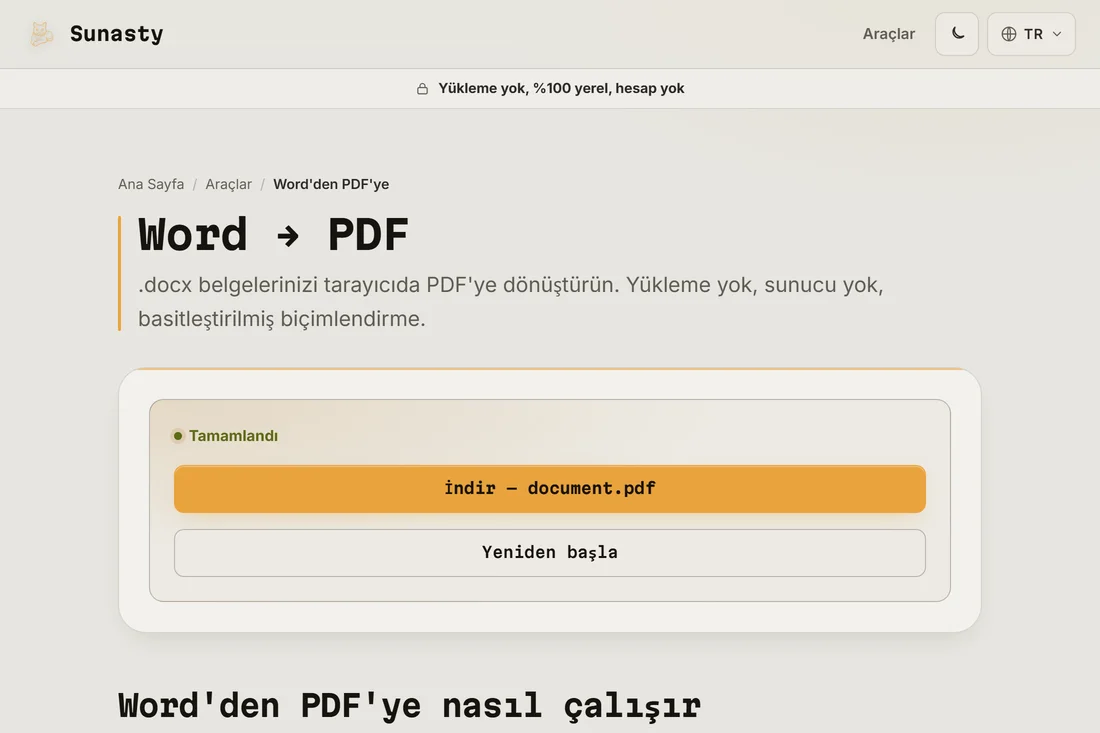 Dosya adı gösterilen, indirmeye hazır dönüştürülmüş PDF