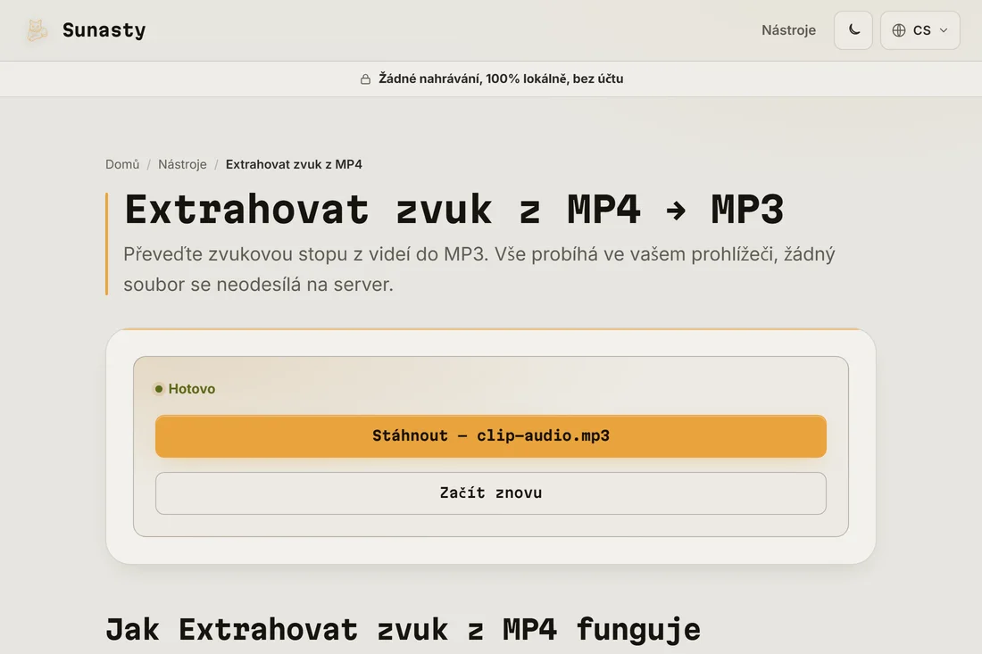Extrahované MP3 připravené ke stažení