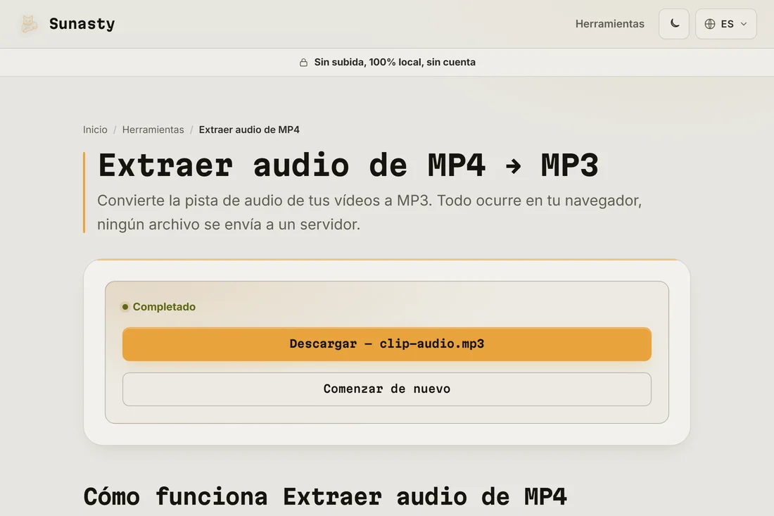 El MP3 extraído listo para descargar