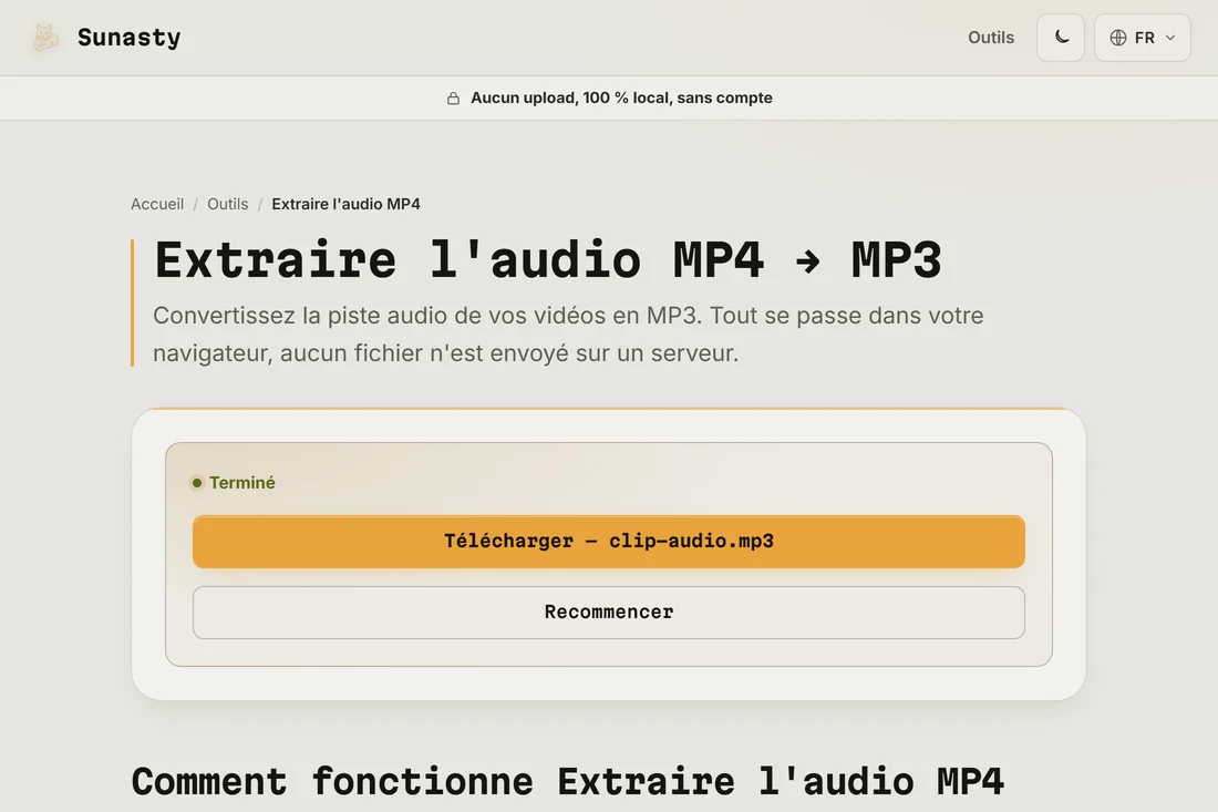 Le MP3 extrait, prêt au téléchargement