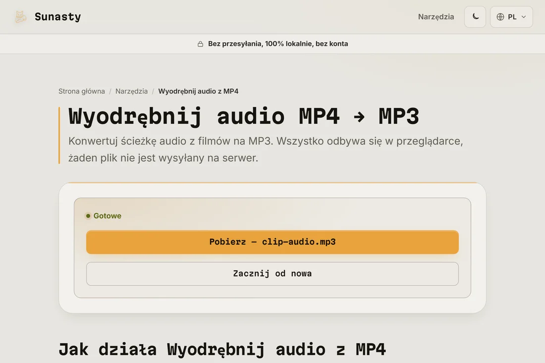 Wyodrębniony MP3 gotowy do pobrania