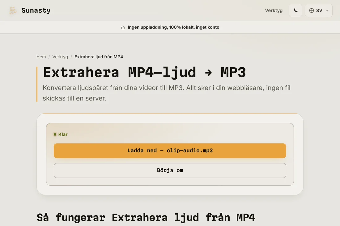 Den extraherade MP3:an redo att ladda ner