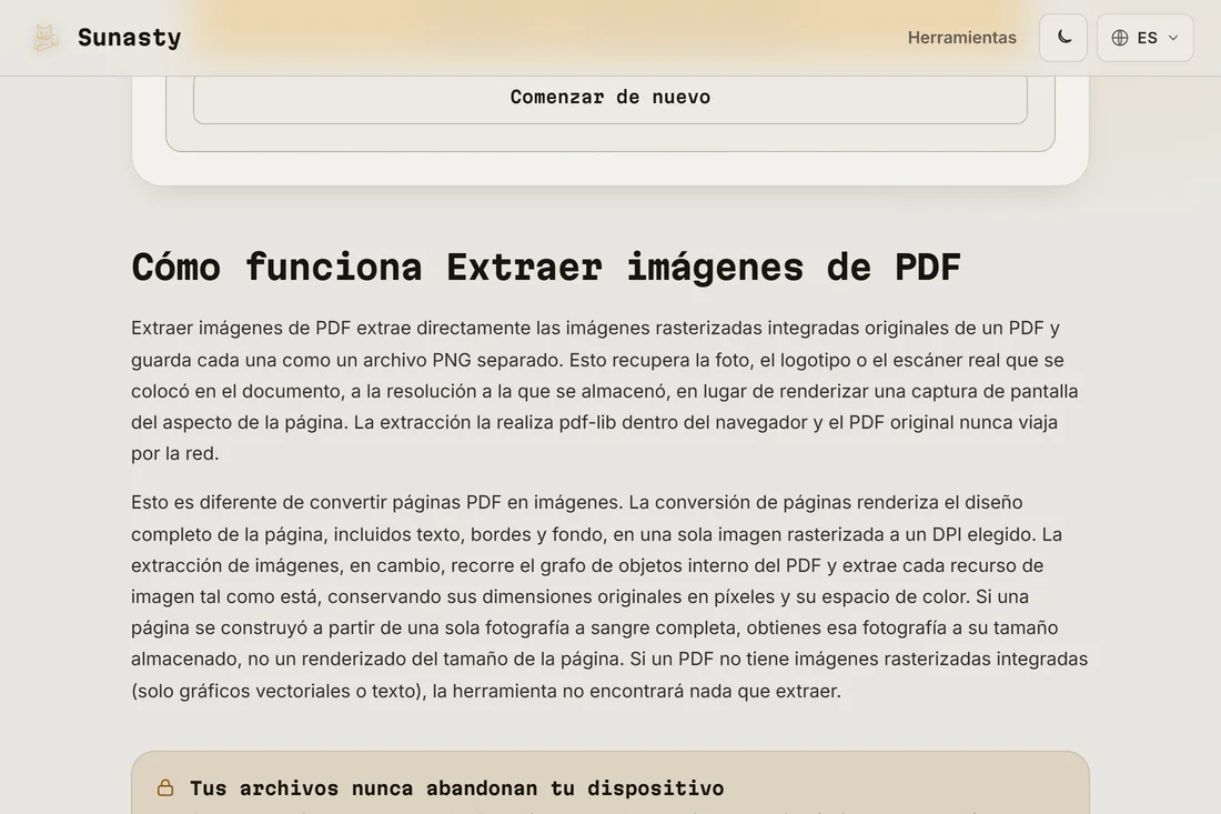 Las imágenes extraídas listas para descargar, un archivo por imagen
