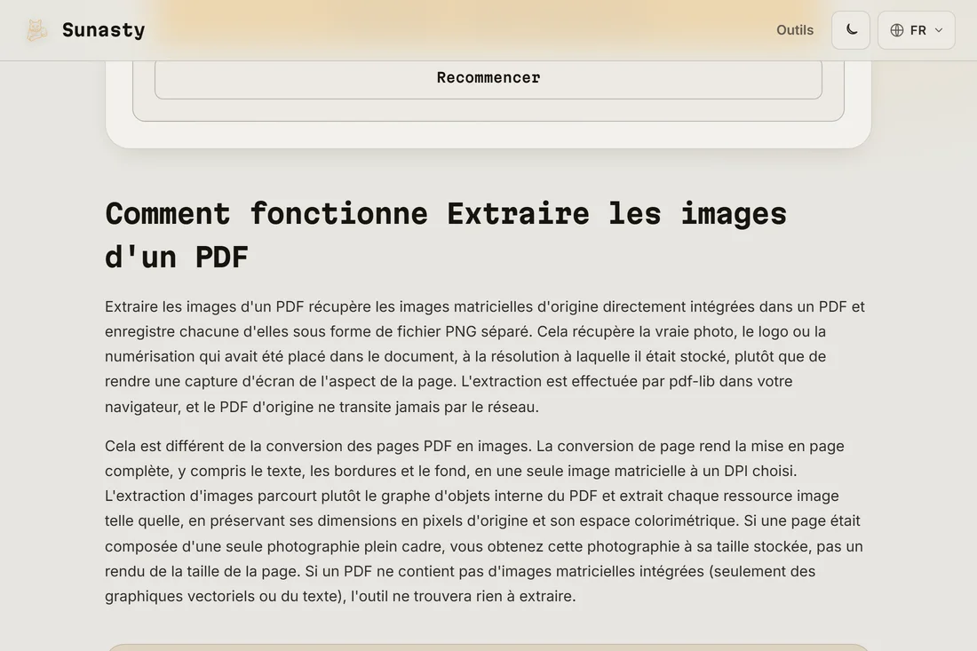 Les images extraites prêtes au téléchargement, un fichier par image