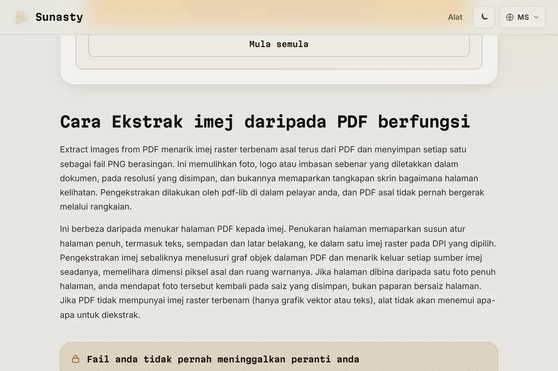 Imej yang diekstrak sedia untuk dimuat turun, satu fail setiap imej