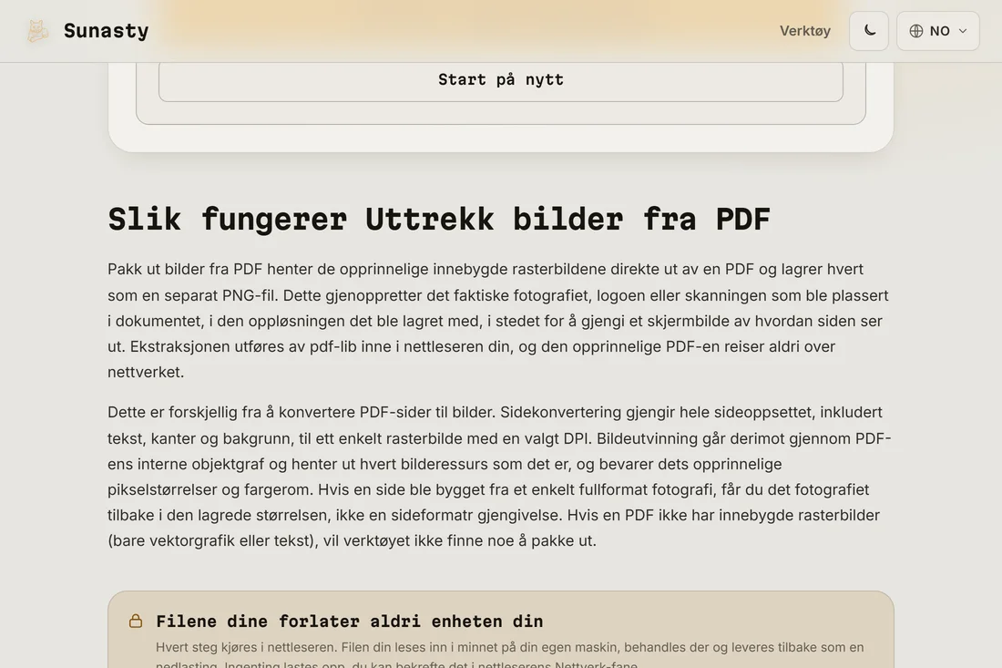 De uthentede bildene klare til nedlasting, én fil per bilde
