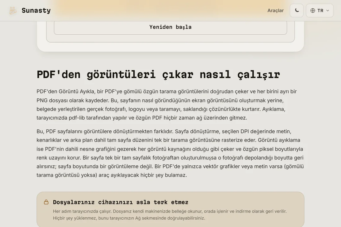 Görsel başına bir dosya olarak indirilmeye hazır çıkarılmış resimler