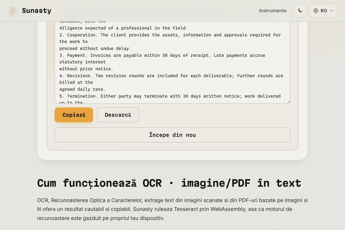 Textul simplu extras din PDF-ul scanat, gata de copiat si descarcat
