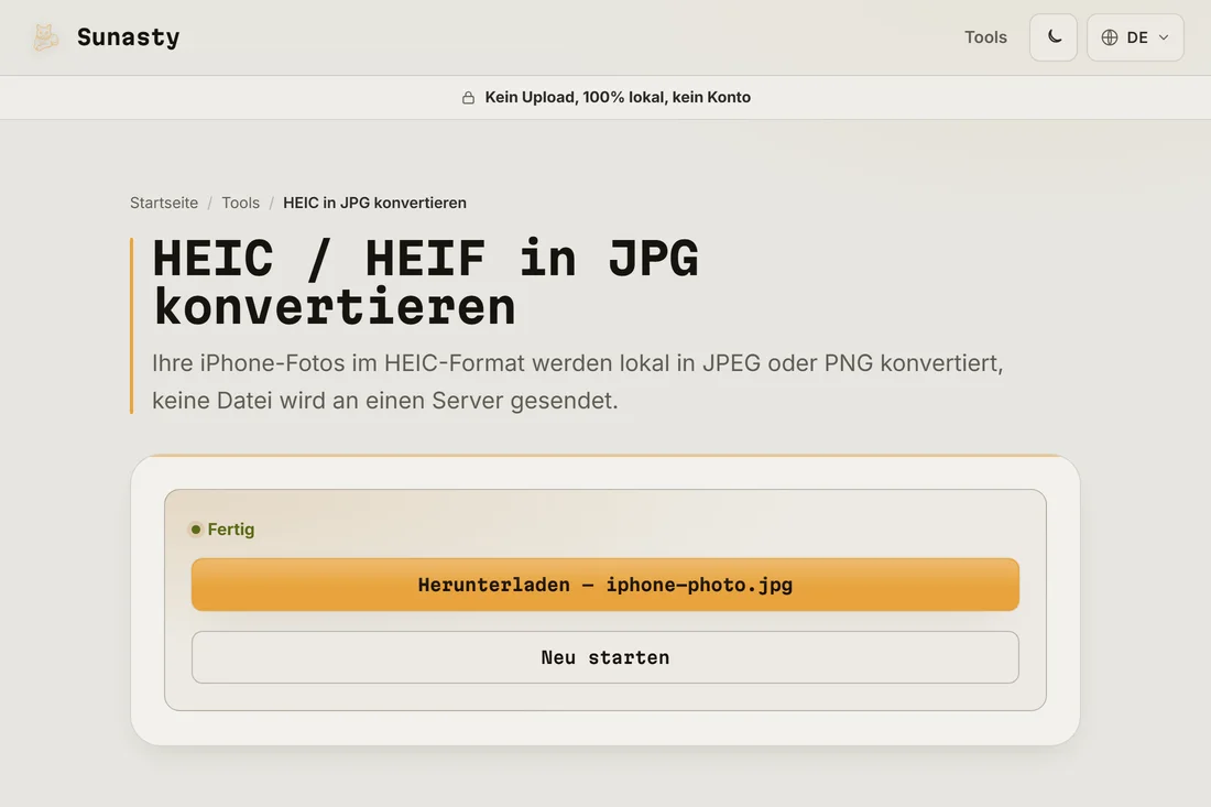 Das konvertierte JPG bereit zum Herunterladen