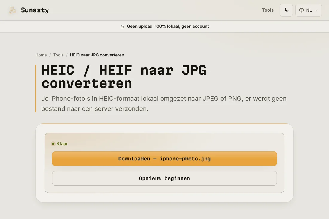 De geconverteerde JPG klaar om te downloaden