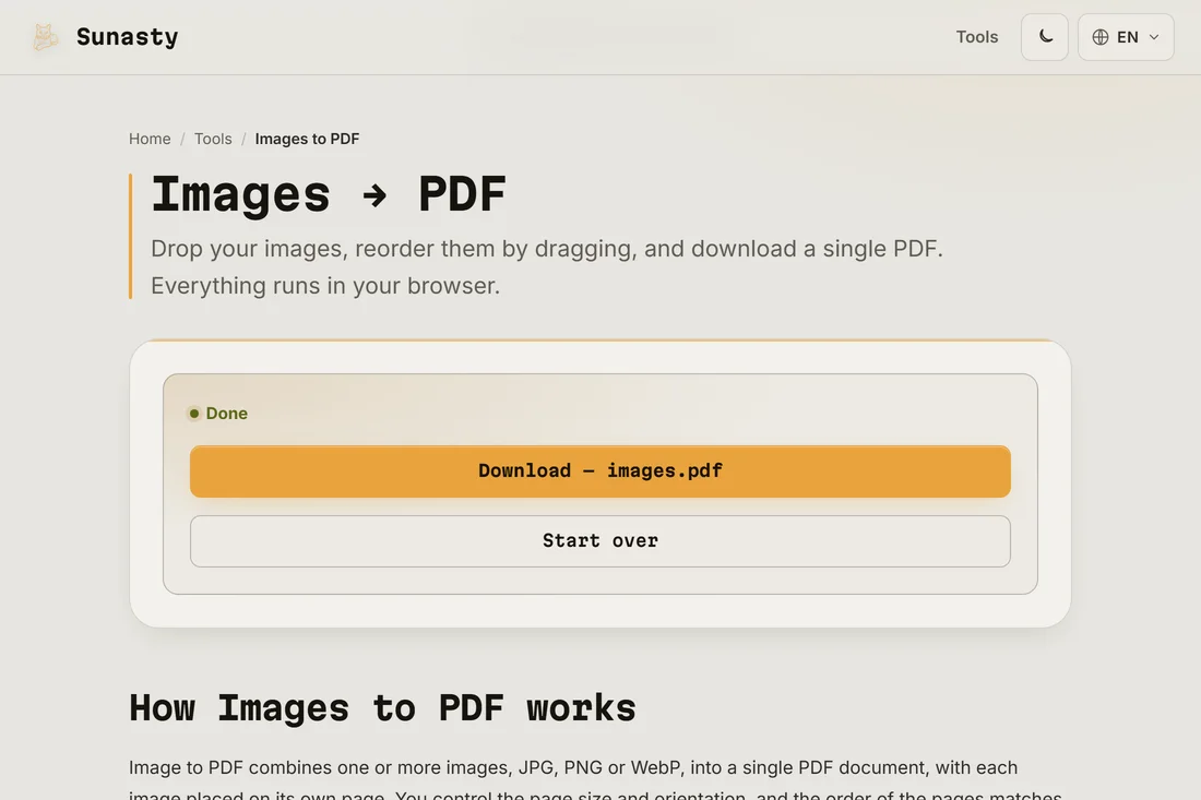 The resulting PDF ready to download, showing both pages