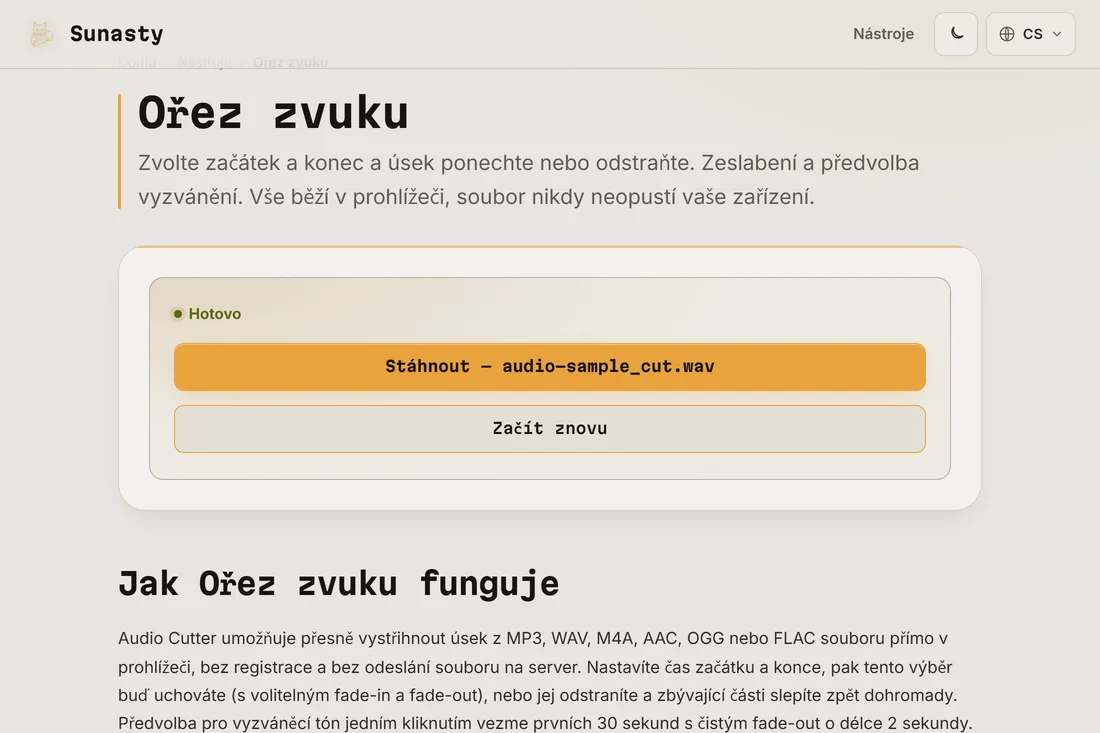 Oříznutý klip vyzváněcího tónu připravený ke stažení