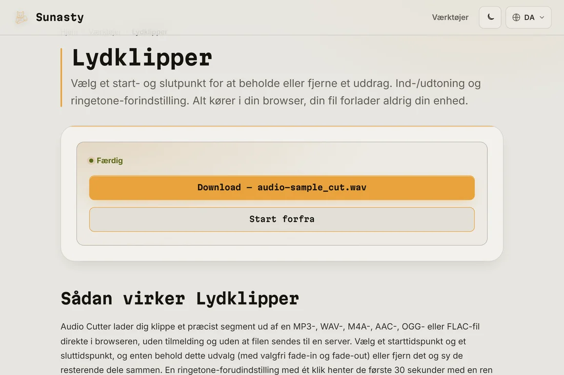 Det beskårne ringetoneklip klar til download