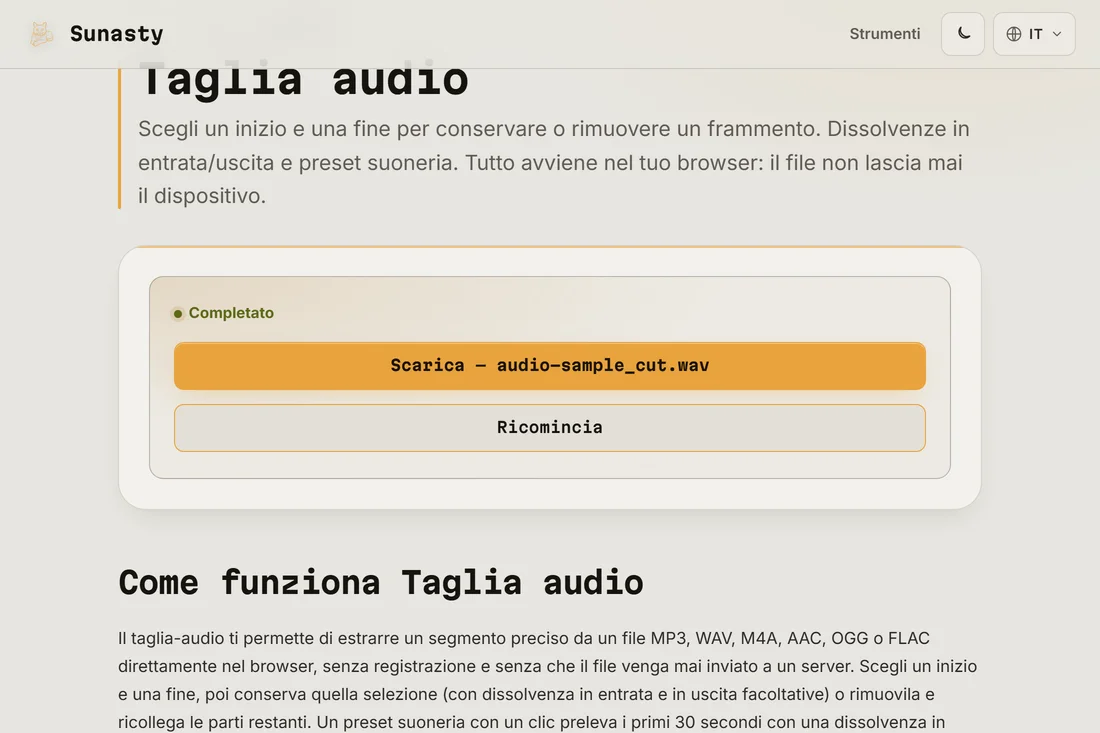 Il clip della suoneria tagliato, pronto da scaricare