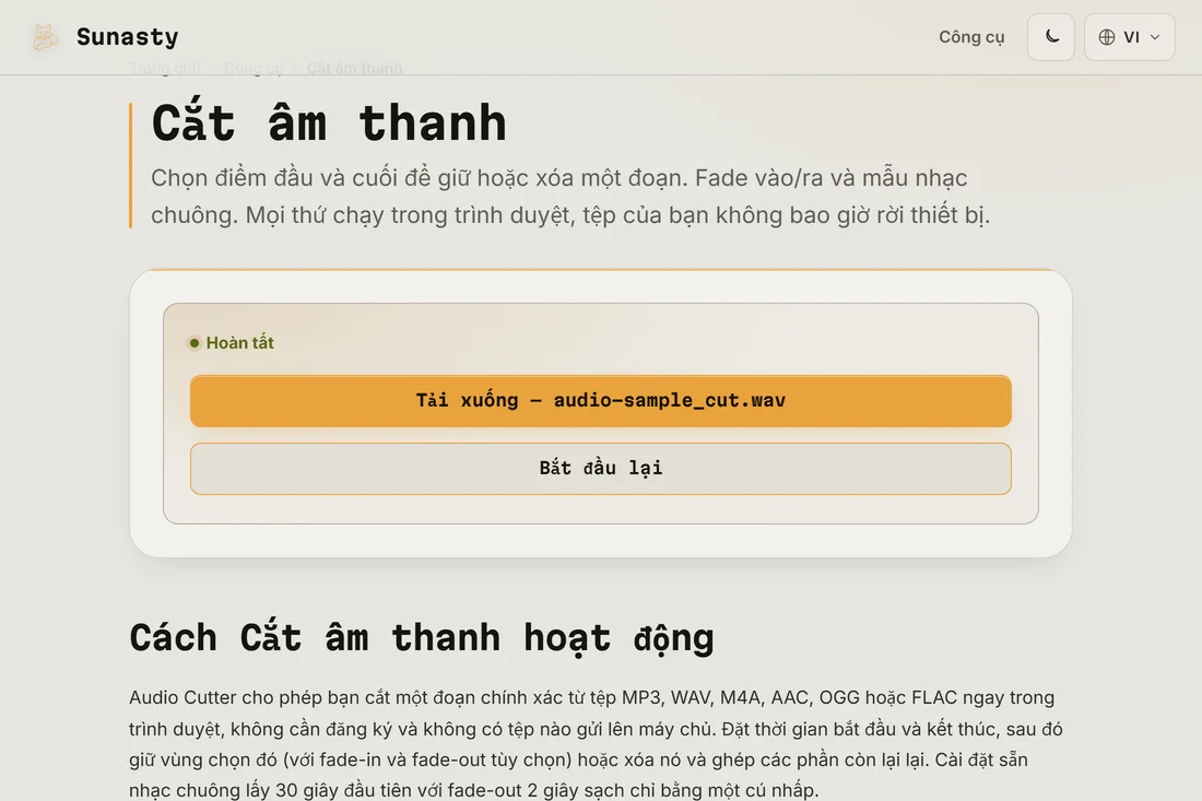 Đoạn nhạc chuông đã cắt, sẵn sàng tải xuống
