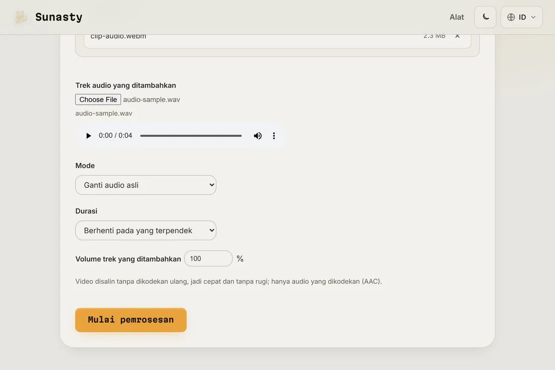Alat penambah audio dengan video dan trek audio baru siap diunduh