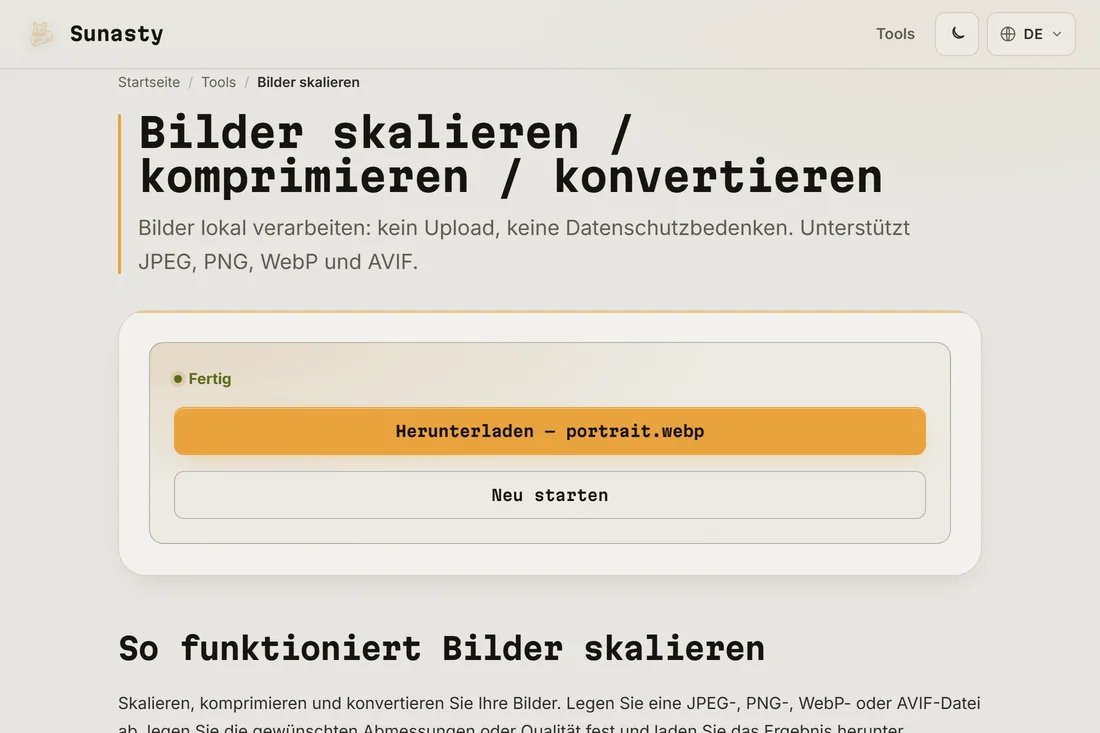 Das skalierte Passfoto bereit zum Download in den richtigen Maßen