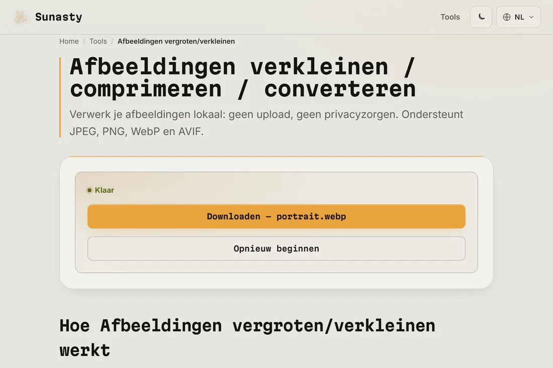 De geschaalde pasfoto klaar om te downloaden in de juiste afmetingen