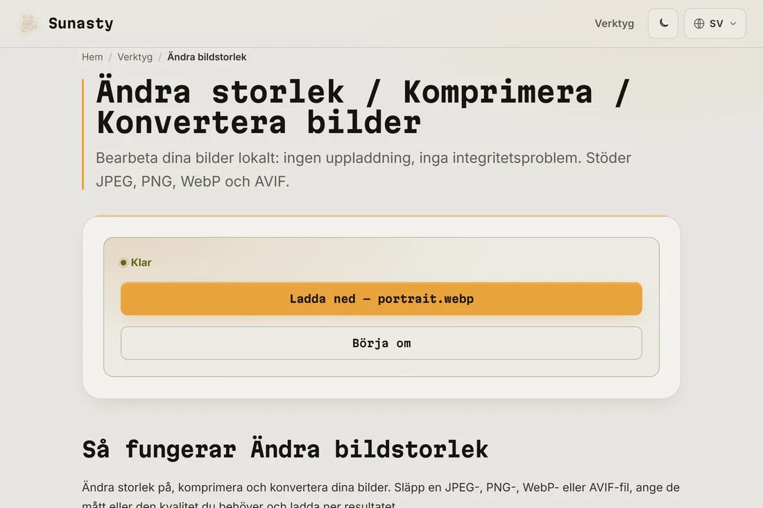 Det storleksändrade passfotot redo att laddas ner i rätt mått