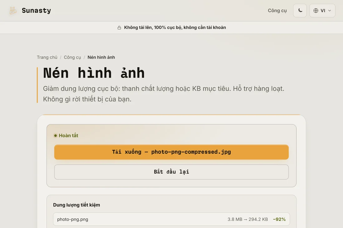 Kết quả chuyển đổi cho thấy bản JPG nhỏ hơn bao nhiêu