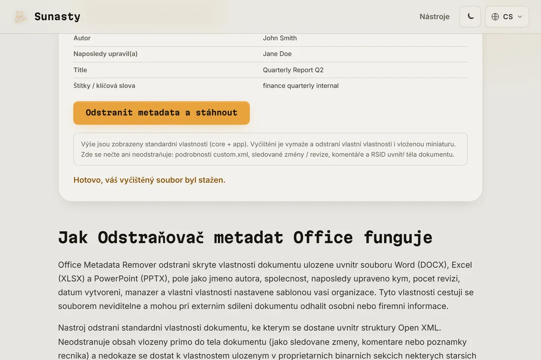 Stazeni dostupne po vycisteni metadat