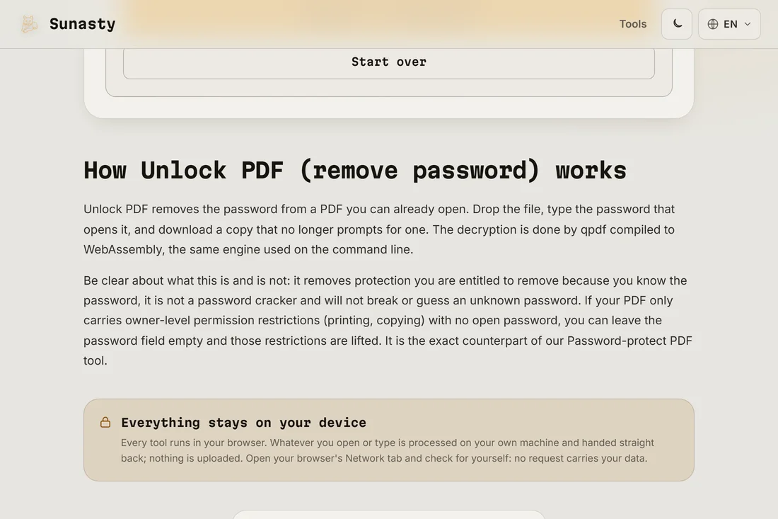 The unlocked PDF download link after successful decryption
