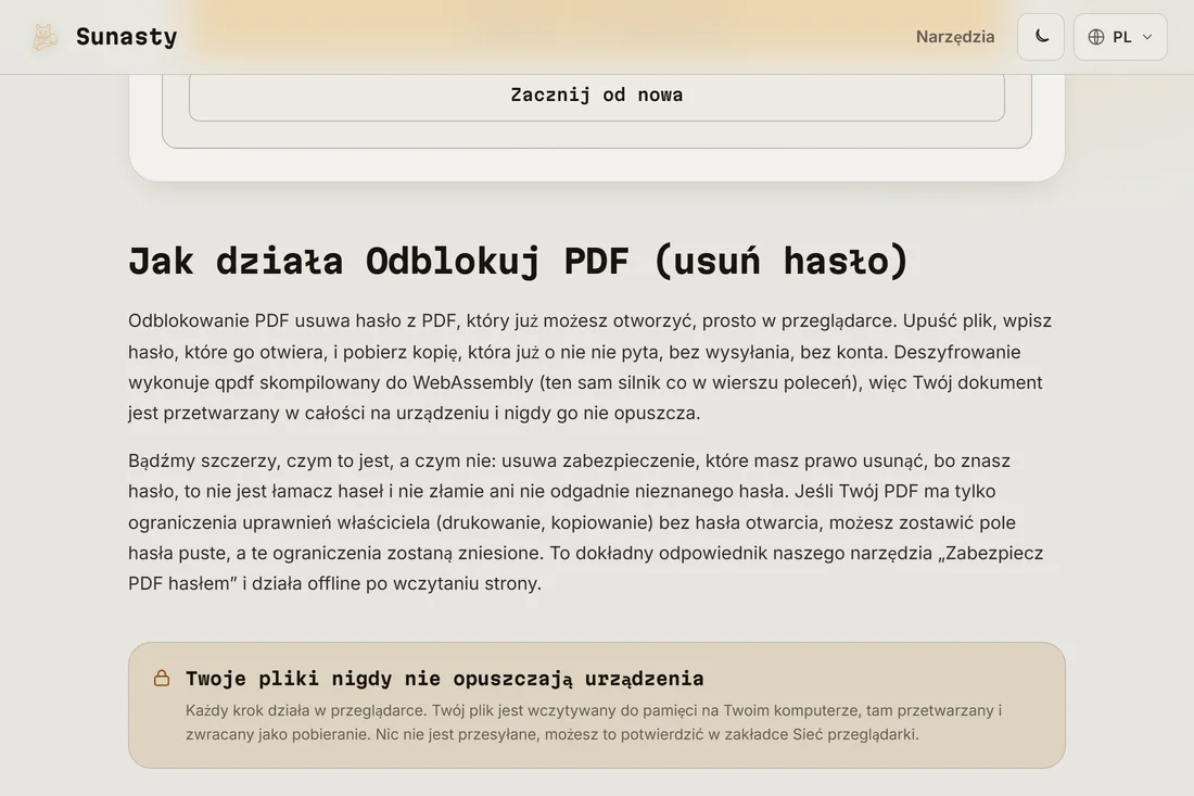 Link do pobrania odblokowanego pliku PDF po udanym odszyfrowaniu