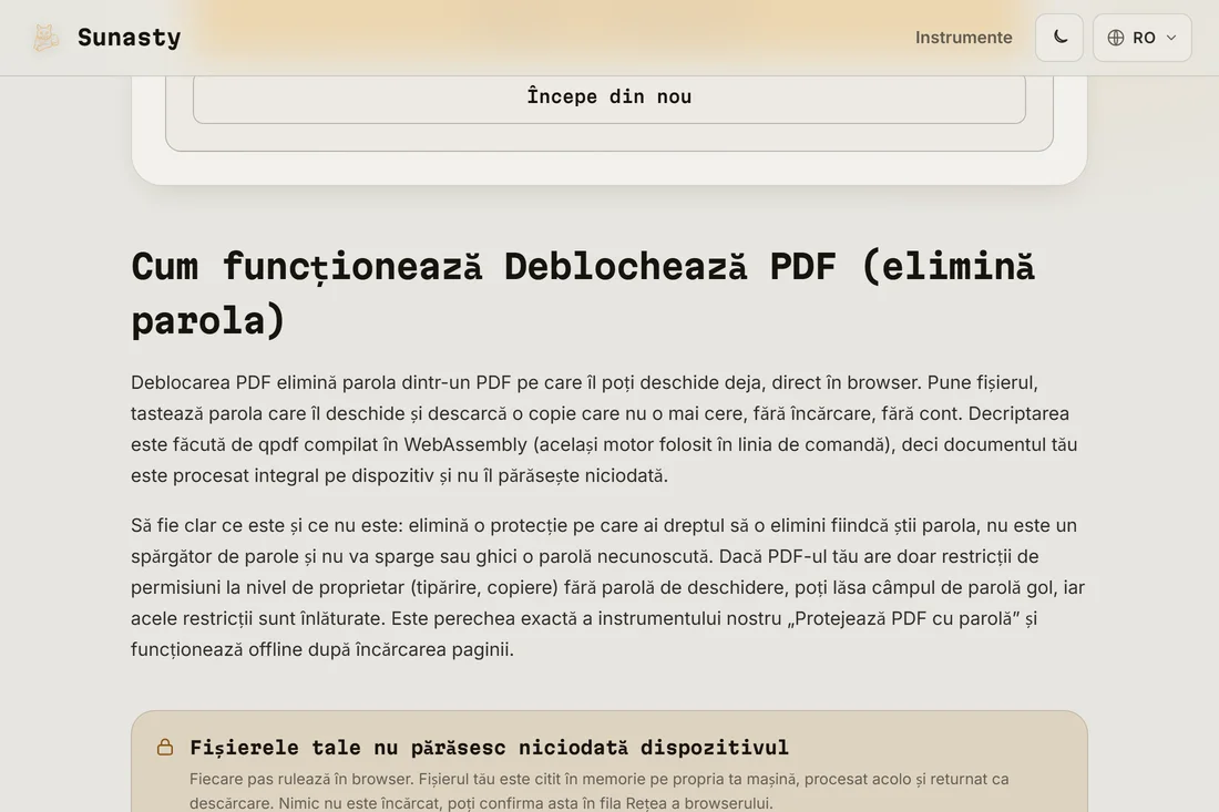 Linkul de descarcare a PDF-ului deblocat dupa decriptarea reusita